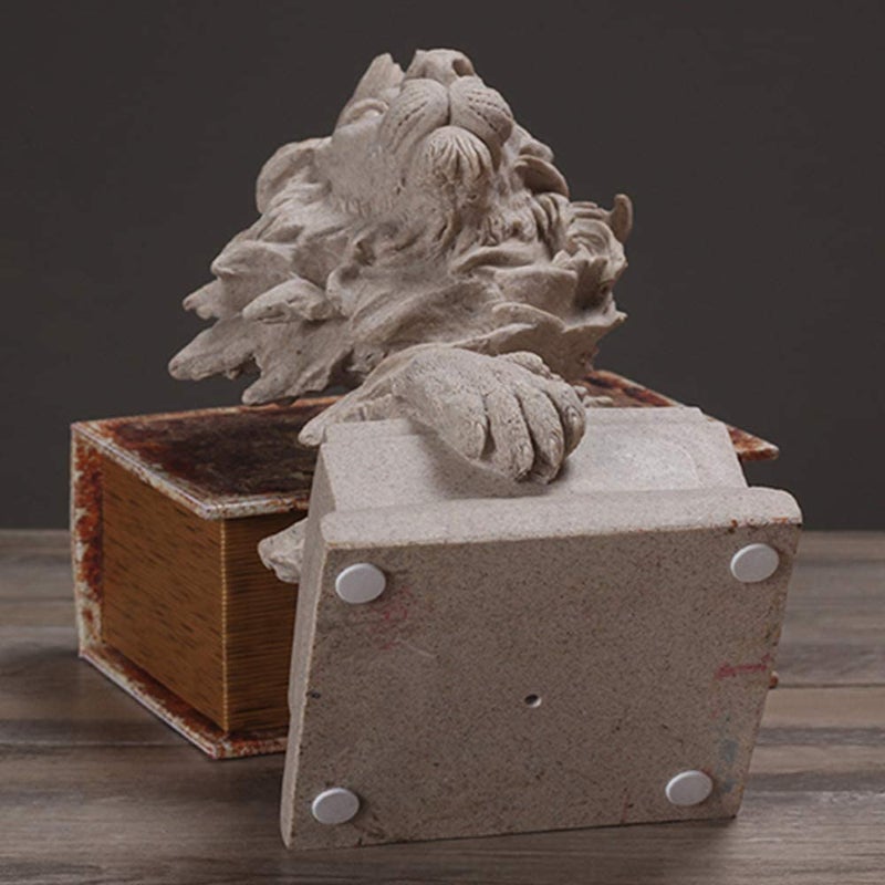H&W Sandstone Lion - The King of Beasts - Statue Decoration for Home/Study/Living Room, Great Collectible Figurines, Best Gift for The Man, Sandstone Color (HH17-D2) - Image 4